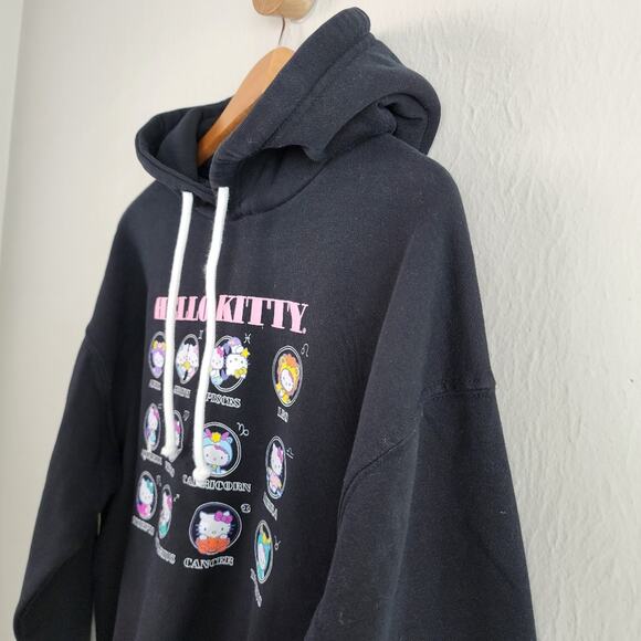 NEW Forever 21 Hello Kitty Black Astrology Graphic Cropped Fleece Hoodie - Picture 4 of 11